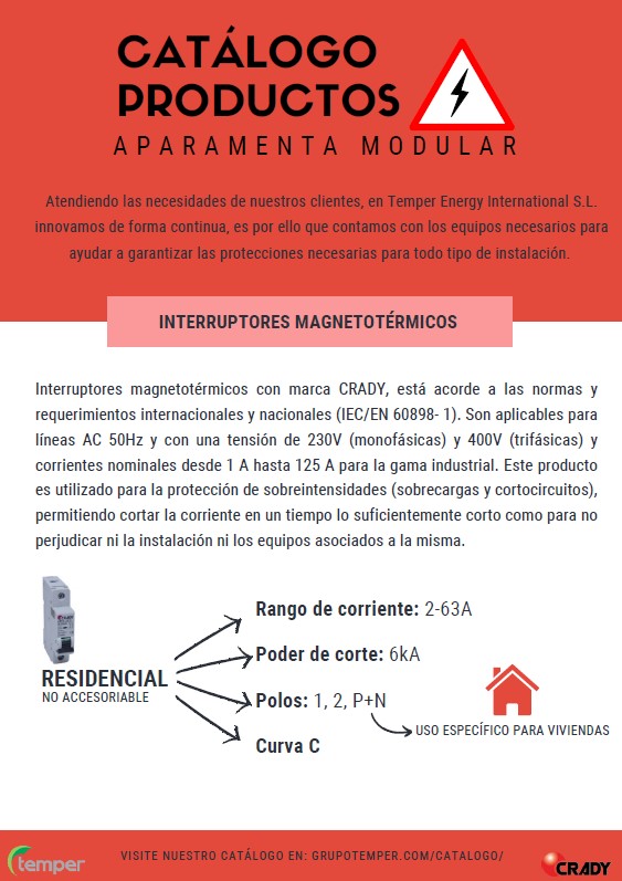 Catálogo completo de aparamenta bajo nuestra marca CRADY